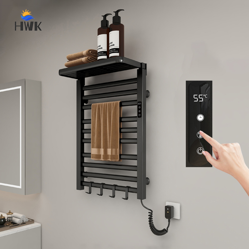 Towel Warmer Electric - ราวแขวนผ้าเช็ดตัวไฟฟ้าในห้องน้ำ พร้อมชั้นวาง ควบคุมอุณหภูมิ ตั้งเวลาได้ ฆ่าเชื้อโรค สำหรับใช้ในบ้าน