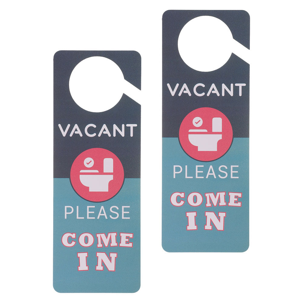Home Bathroom Occupied Sign - ป้ายแขวนประตูห้องน้ำ 2 ชิ้น ป้ายแสดงสถานะห้องน้ำสองด้าน วัสดุ PVC