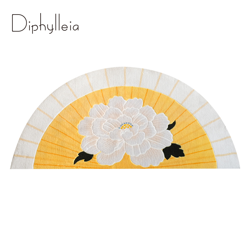 Home Bathroom Dimensions - Diphylleia Oriental Peony พรมสไตล์อเมริกันหรูหรามือแกะสลักสามมิติประตู Porch ข้างเตียงพรมห้องน้ํา