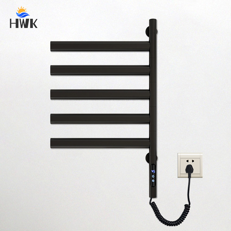 Towel Warmer Electric - สีดํา/สีขาว/สีเทาไฟฟ้า Heated Towel Rail อุณหภูมิควบคุม Timing