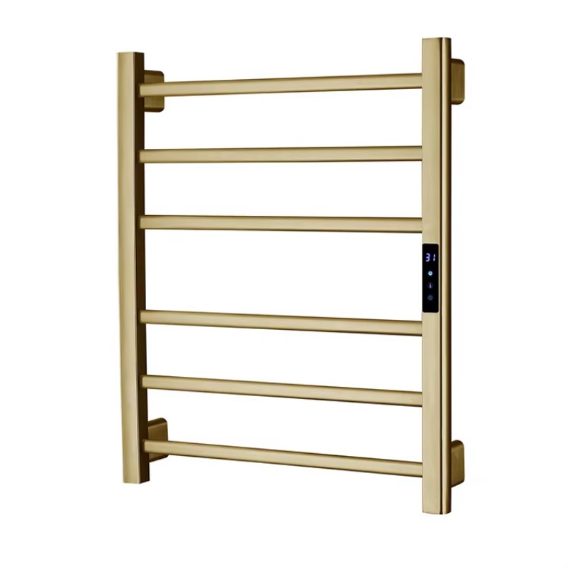 Towel Warmer Electric - ราวแขวนผ้าเช็ดตัวอุ่นไฟฟ้าแบบติดผนัง สีดำ เทา ทอง พร้อมระบบควบคุมอุณหภูมิในห้องน้ำ