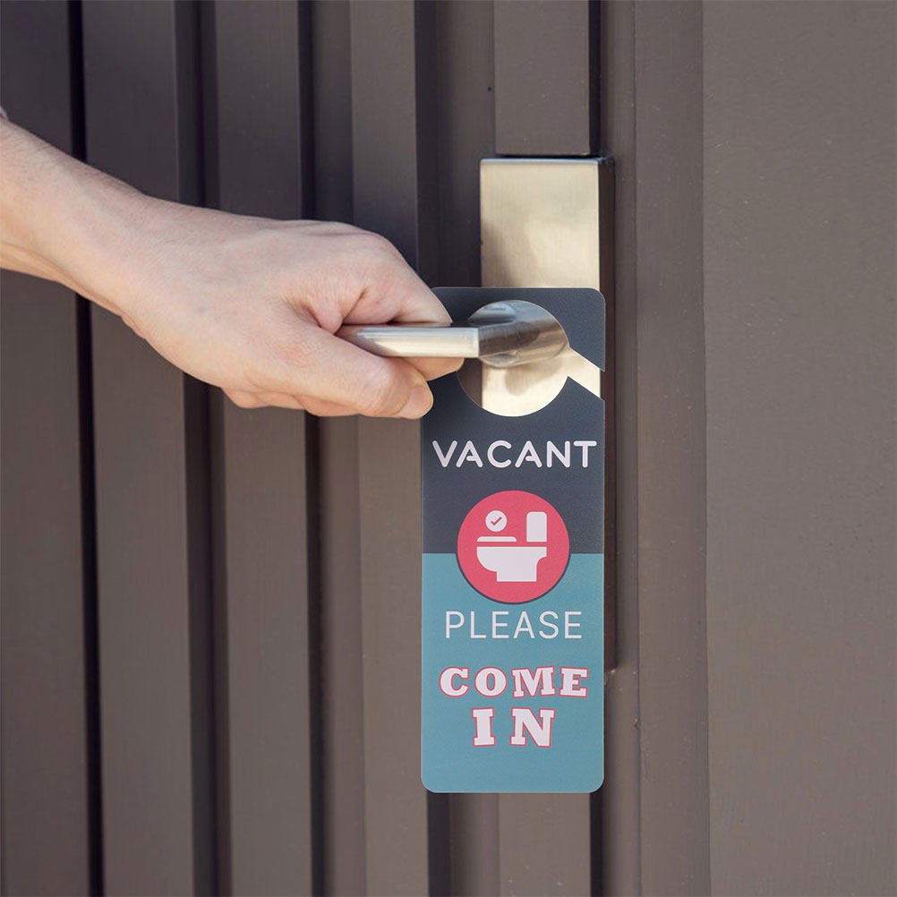Home Bathroom Occupied Sign - ป้ายแขวนประตูห้องน้ำ 2 ชิ้น ป้ายแสดงสถานะห้องน้ำสองด้าน วัสดุ PVC