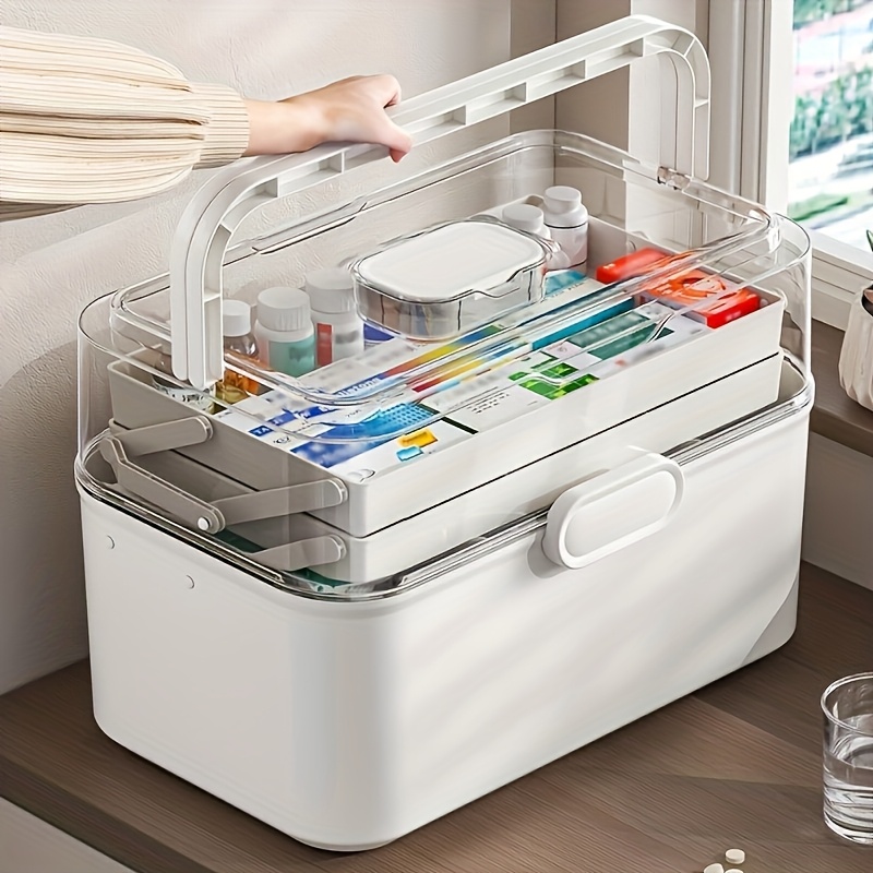 Home Bathroom Cabinets - กล่องเก็บยาฝาใสความจุขนาดใหญ่/กล่องจัดเก็บ - ตู้เก็บยาพลาสติก, กล่องจัดระเบียบอเนกประสงค์สำหรับบ้าน, สำนักงาน, ห้องครัว,