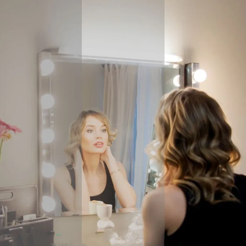 Home Bathroom Mirror - ไฟ LED สำหรับกระจกแต่งหน้าสไตล์ฮอลลีวูด แบบ USB ปรับความสว่างได้