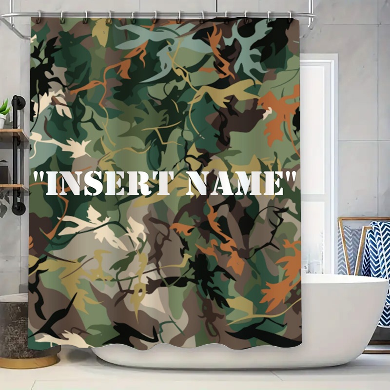 Home Bathroom Name - ส่วนบุคคลCamouflageพิมพ์ผ้าม่านปรับแต่งชื่อสําหรับตกแต่งห้องน้ําเครื่องใช้ในบ้าน