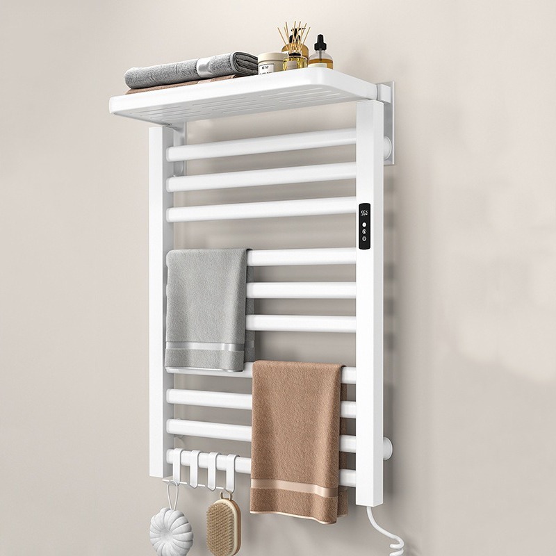 Towel Warmer Electric - ราวแขวนผ้าอลูมิเนียมอัลลอยด์ ราวแขวนผ้าไฟฟ้าอัจฉริยะ พับได้ ปรับอุณหภูมิได้ ชั้นวางของ อุปกรณ์ห้องน้ำ