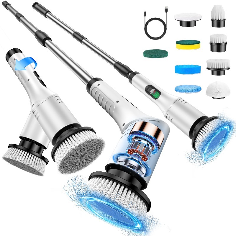 Home Bathroom Cleaning Machine - แปรงขัดไฟฟ้า 9 in 1 ไร้สาย ด้ามจับยืดหดได้