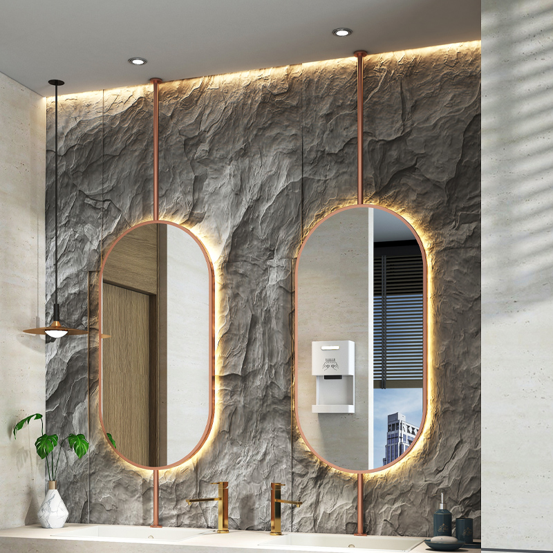 Home Bathroom Mirror - ขนาด 60x90 ซม. กระจกแขวนเพดานรูปวงรี ตกแต่งบ้านสไตล์โมเดิร์นเรียบง่าย กระจกแต่งหน้าในห้องน้ำ