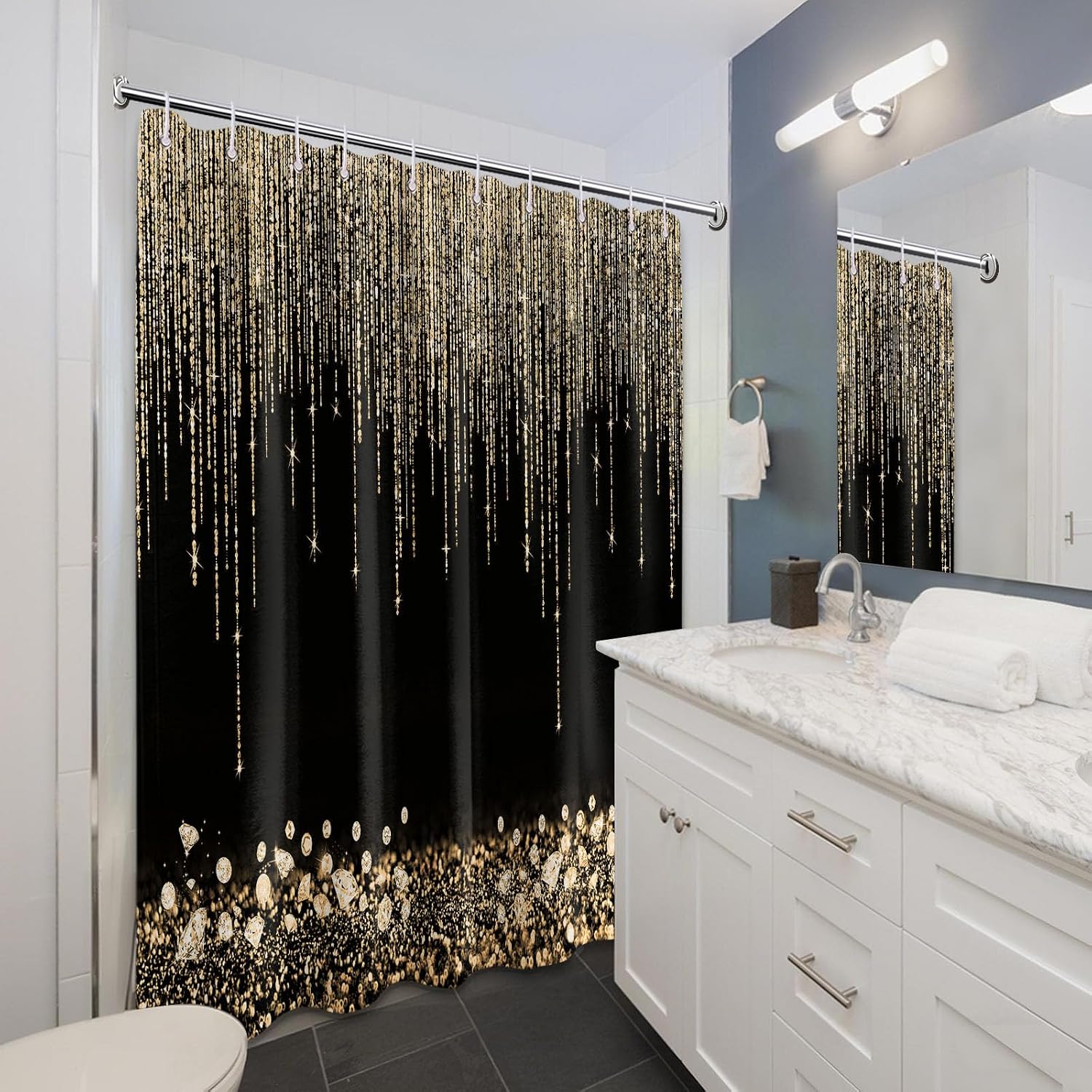 ม่านอาบน้ำสีทองหรูหรา ประดับด้ - Home Bathroom Spa บทวิจารณ์และราคา