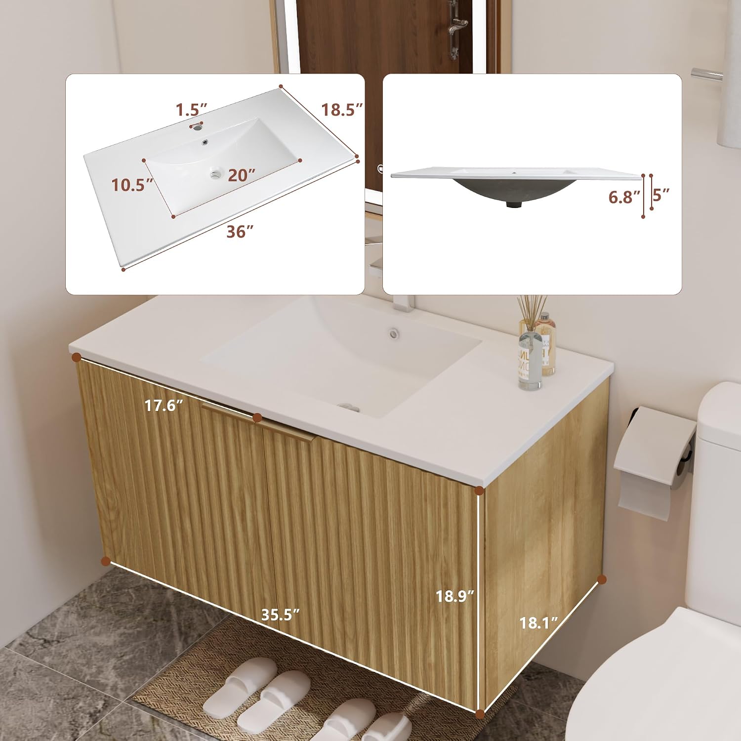 ตู้ห้องน้ำแบบลอยตัวทันสมัยพร้อ - Home Bathroom Cabinets บทวิจารณ์และราคา