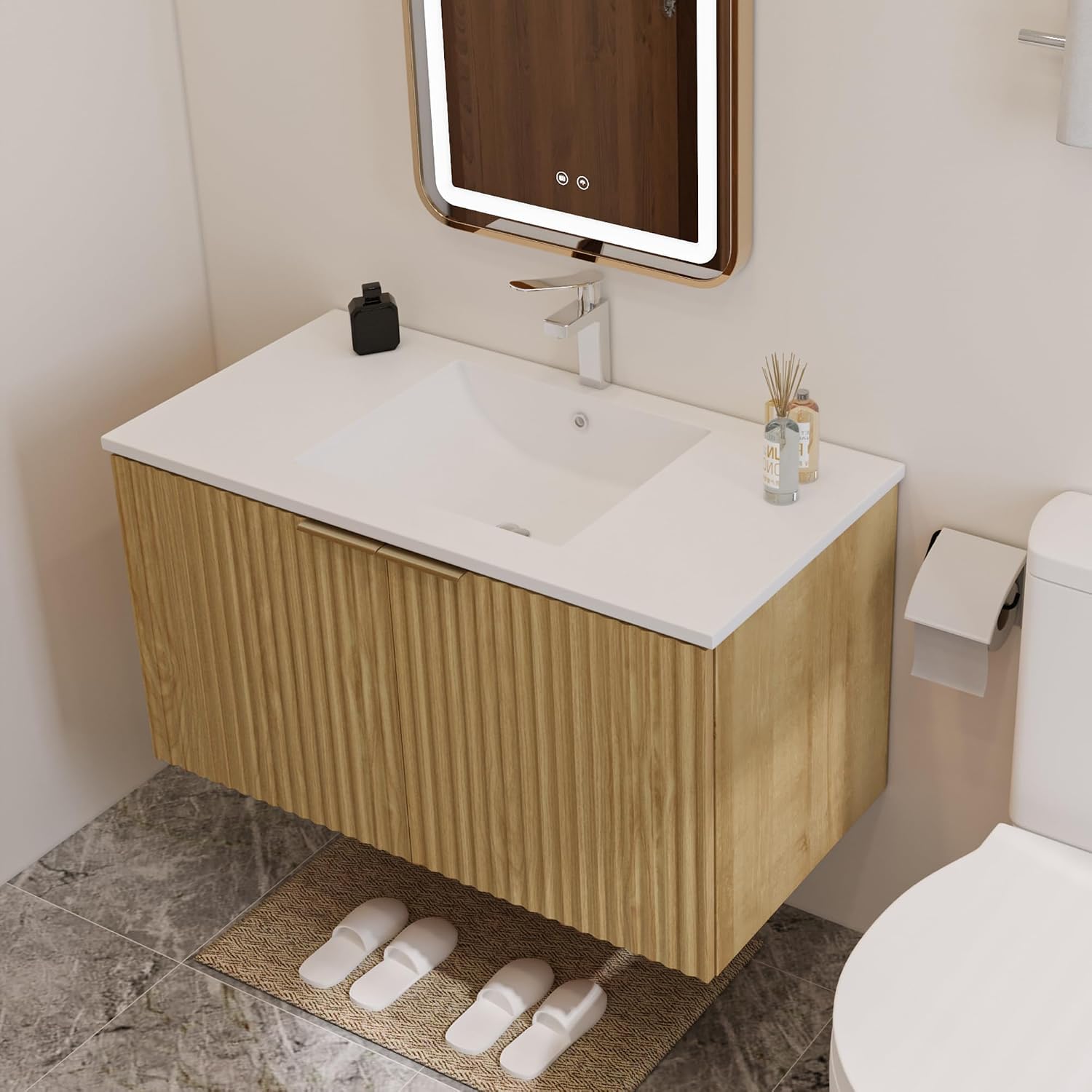ตู้ห้องน้ำแบบลอยตัวทันสมัยพร้อ - Home Bathroom Cabinets บทวิจารณ์และราคา
