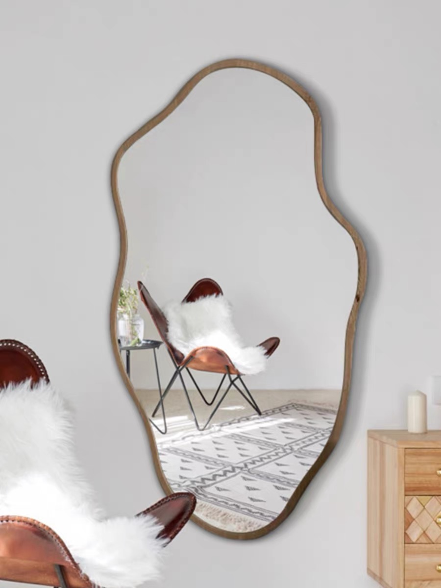 กระจกติดผนังไม้ทรงอสมมาตรสไตล์ - Home Bathroom Mirror บทวิจารณ์และราคา