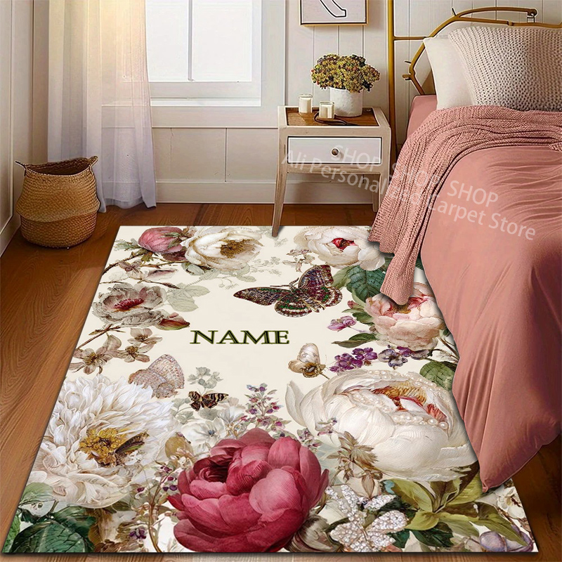 พรมพิมพ์ลายดอกไม้พร้อมชื่อสั่ง - Home Bathroom Name บทวิจารณ์และราคา