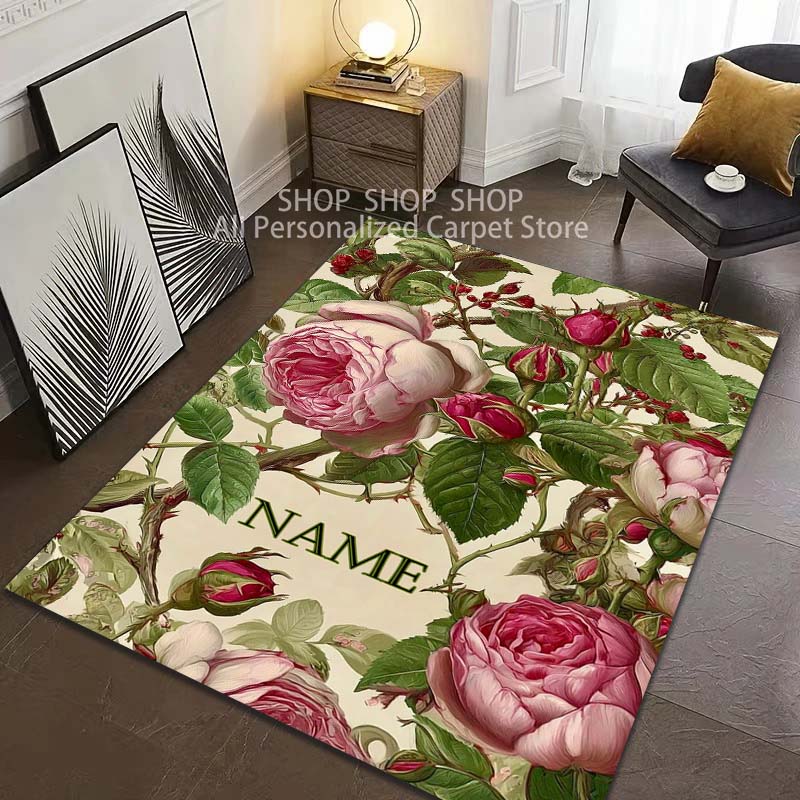 พรมพิมพ์ลายดอกไม้พร้อมชื่อสั่ง - Home Bathroom Name บทวิจารณ์และราคา