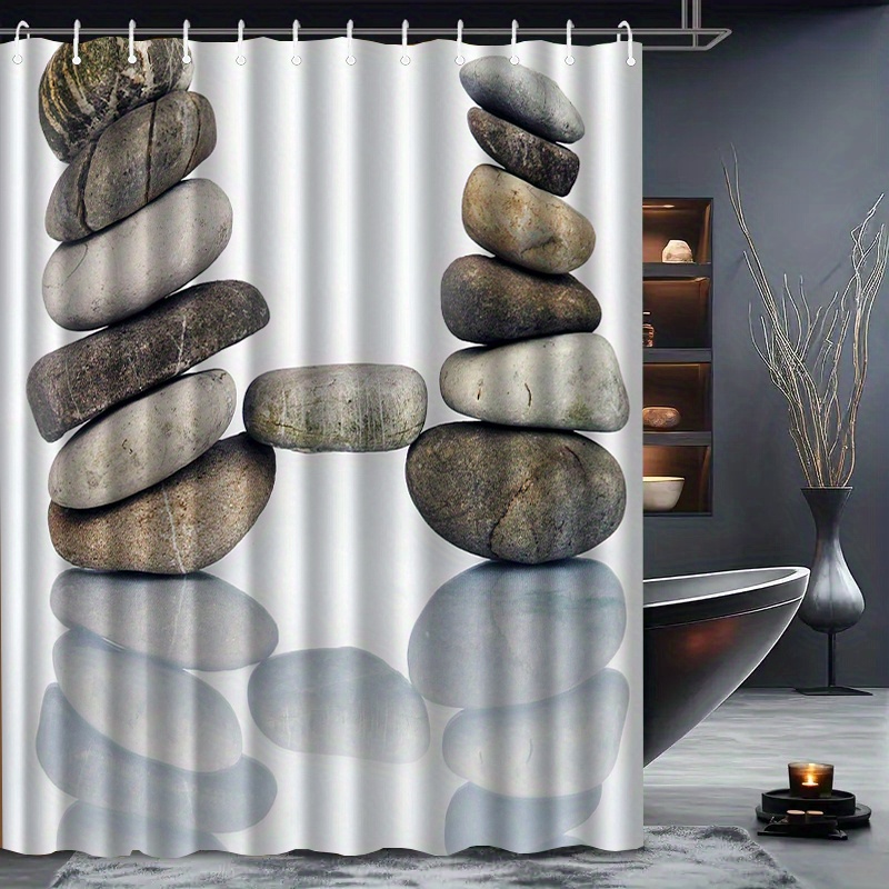ม่านอาบน้ำลายหินเซน สีเทา ลายก - Home Bathroom Spa บทวิจารณ์และราคา