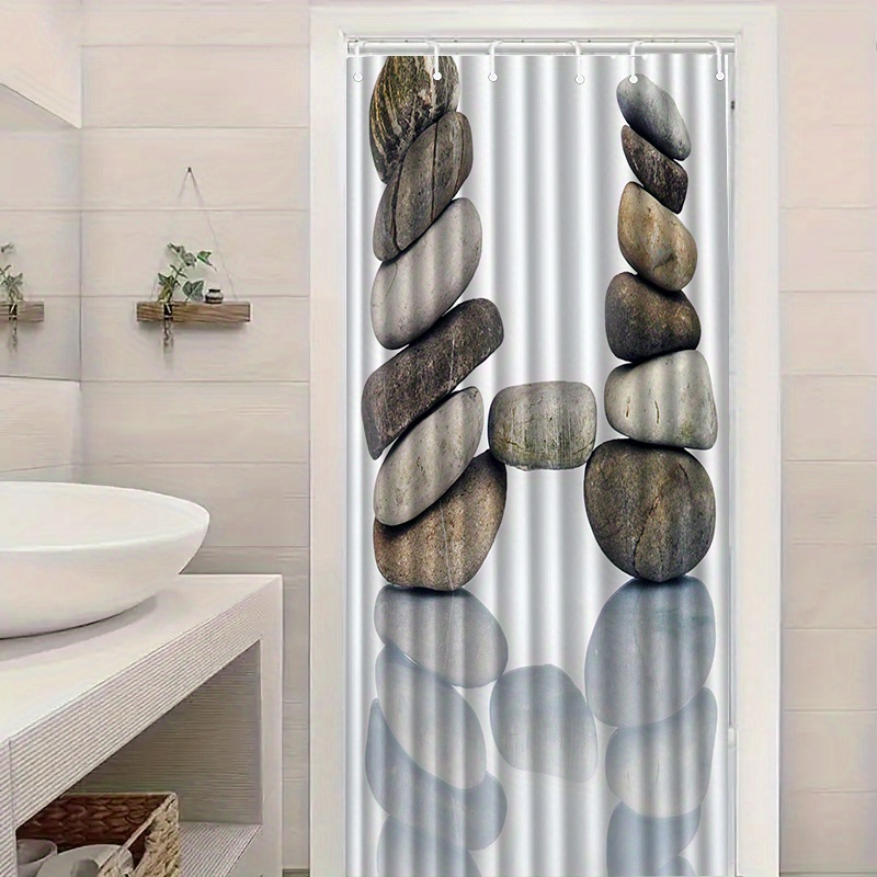 ม่านอาบน้ำลายหินเซน สีเทา ลายก - Home Bathroom Spa บทวิจารณ์และราคา