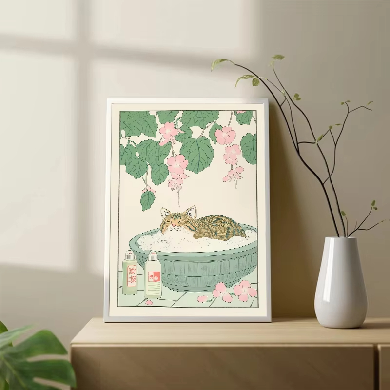ภาพพิมพ์แมวในอ่างอาบน้ำแบบไร้ก - Home Bathroom Wall Art บทวิจารณ์และราคา
