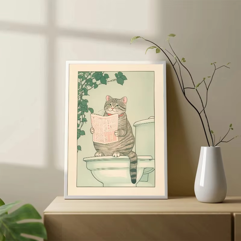 ภาพพิมพ์แมวในอ่างอาบน้ำแบบไร้ก - Home Bathroom Wall Art บทวิจารณ์และราคา