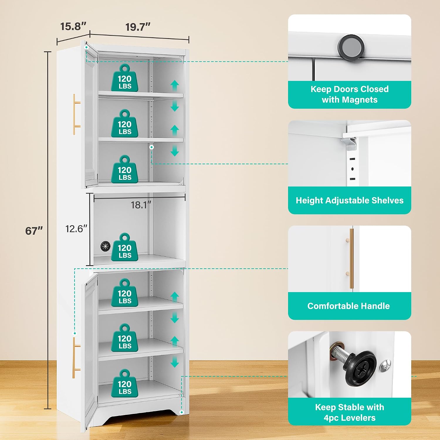 ตู้เก็บของทรงสูง 67 นิ้ว แบบแค - Home Bathroom Cabinets บทวิจารณ์และราคา