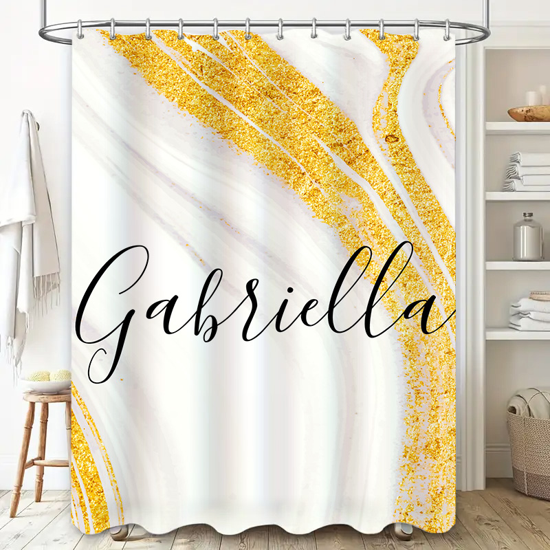 หินอ่อนทองผ้าม่านส่วนบุคคลชื่อ - Home Bathroom Name บทวิจารณ์และราคา