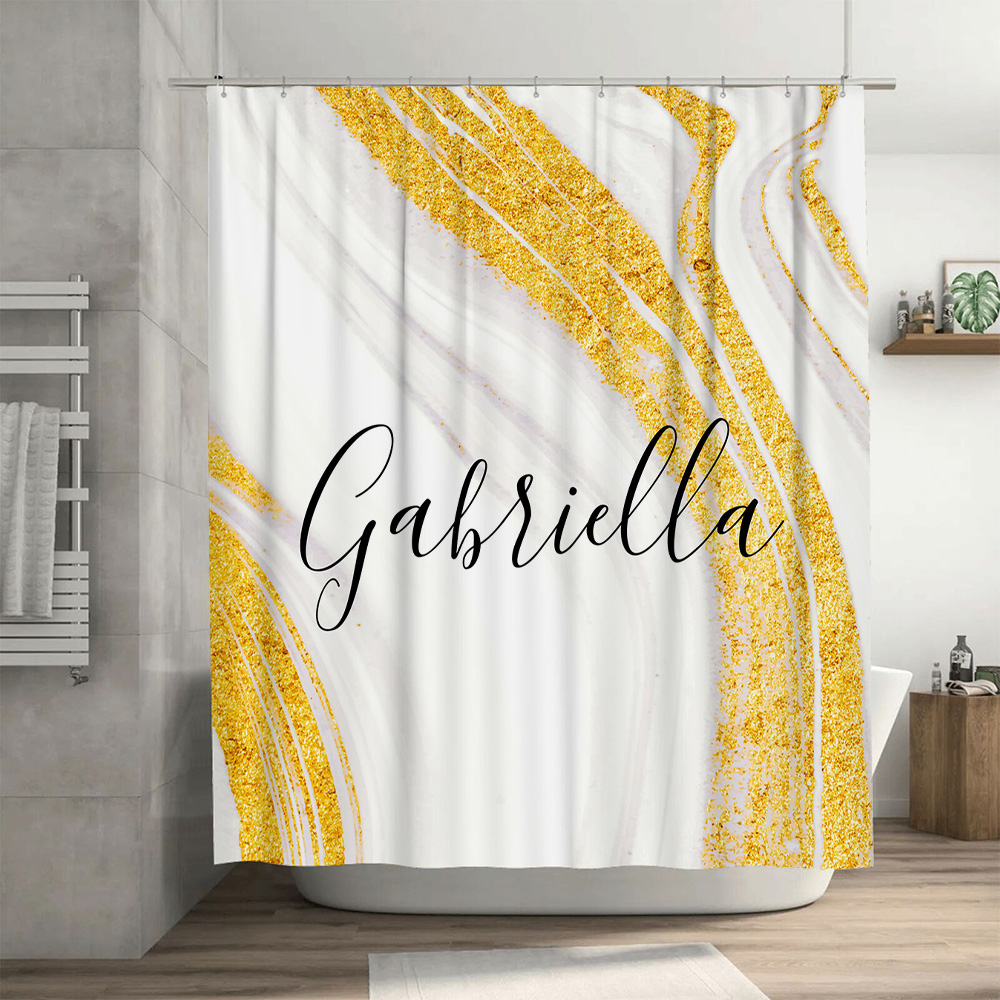 หินอ่อนทองผ้าม่านส่วนบุคคลชื่อ - Home Bathroom Name บทวิจารณ์และราคา