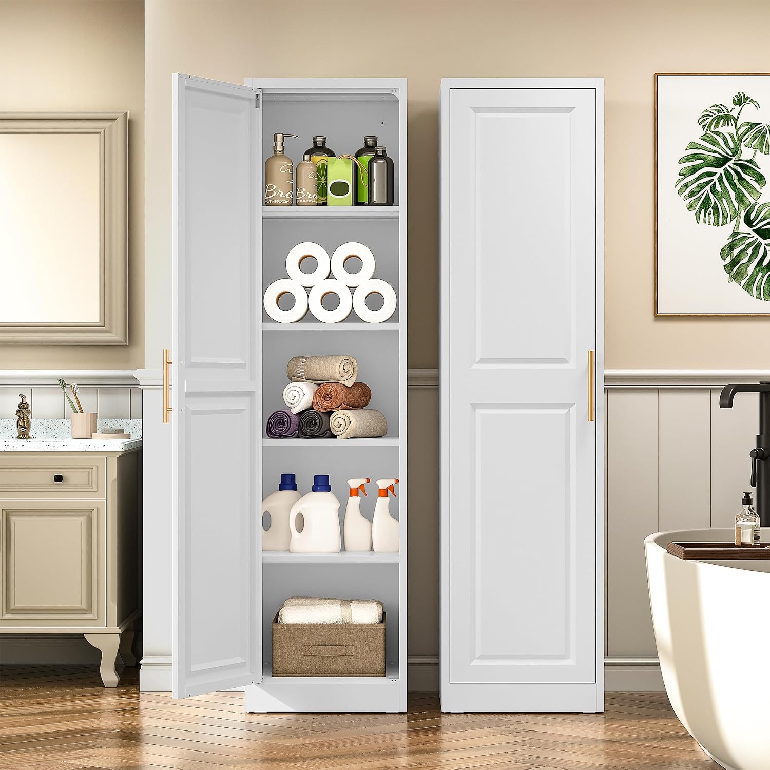 ตู้เก็บของทรงสูงแคบ ประตูเดียว - Home Bathroom Cabinets บทวิจารณ์และราคา