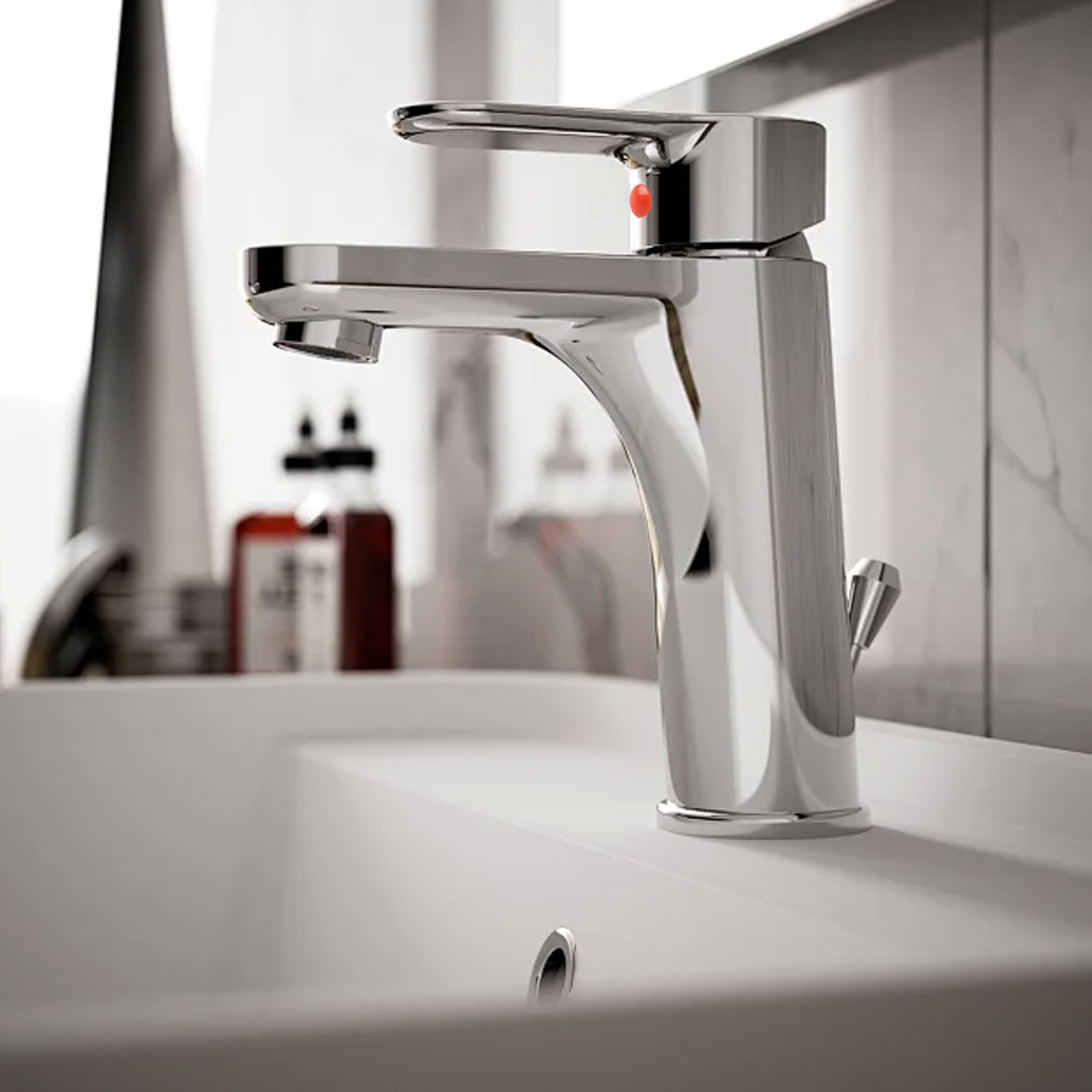 ป้ายติดก๊อกน้ำสีแดงน้ำเงิน ป้า - Home Bathroom Dimensions บทวิจารณ์และราคา