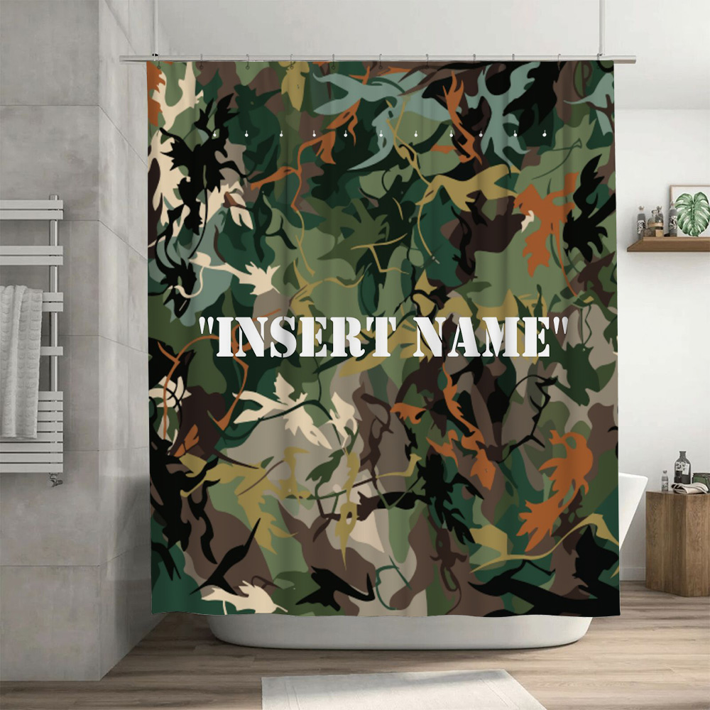 ส่วนบุคคลCamouflageพิมพ์ผ้าม่า - Home Bathroom Name บทวิจารณ์และราคา