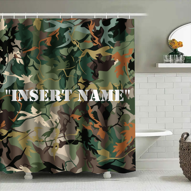 ส่วนบุคคลCamouflageพิมพ์ผ้าม่า - Home Bathroom Name บทวิจารณ์และราคา