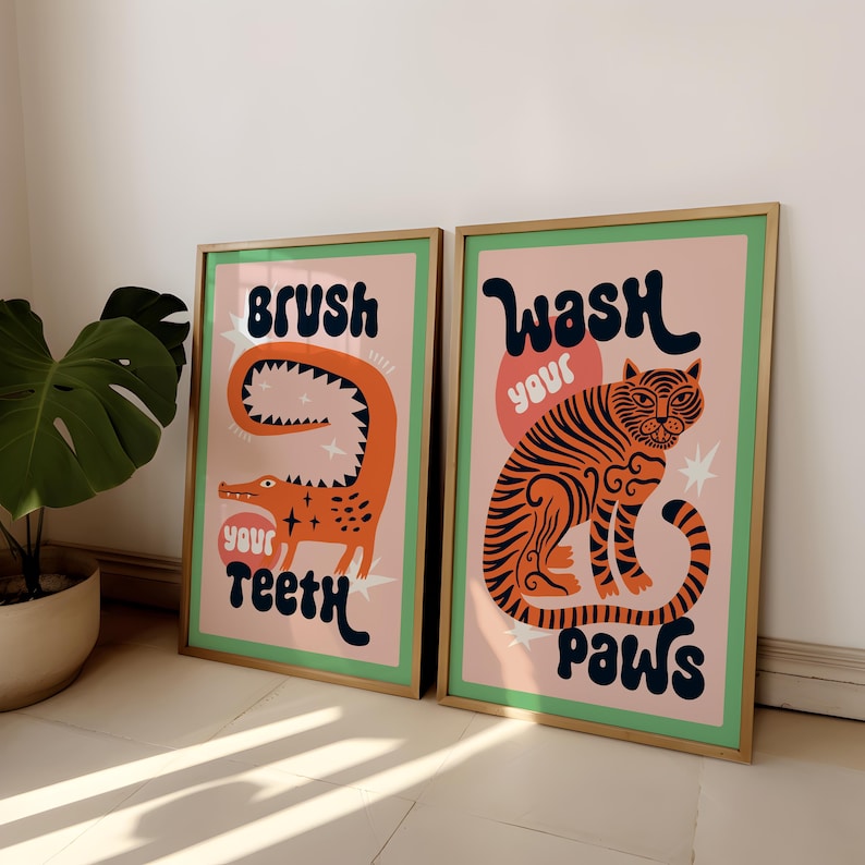 ภาพพิมพ์บนผ้าใบลายเสือล้างเท้า - Home Bathroom Wall Art บทวิจารณ์และราคา
