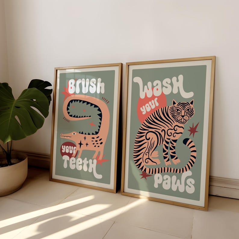 ภาพพิมพ์บนผ้าใบลายเสือล้างเท้า - Home Bathroom Wall Art บทวิจารณ์และราคา