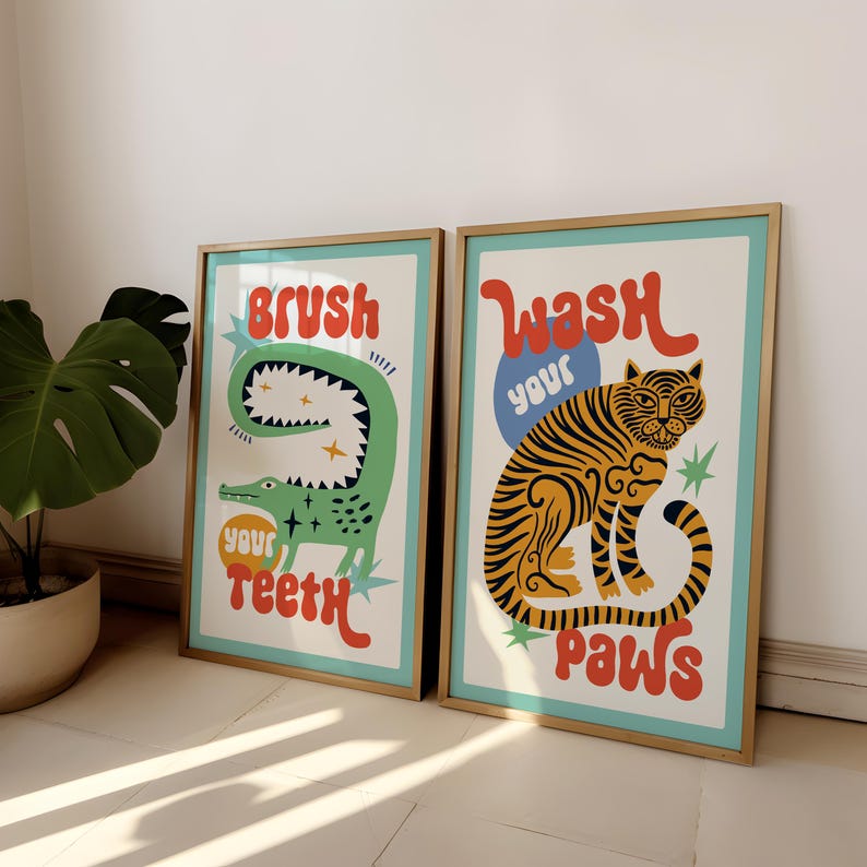 ภาพพิมพ์บนผ้าใบลายเสือล้างเท้า - Home Bathroom Wall Art บทวิจารณ์และราคา