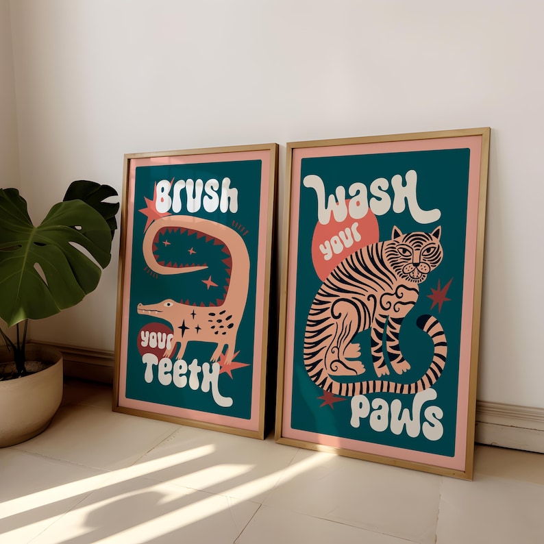 ภาพพิมพ์บนผ้าใบลายเสือล้างเท้า - Home Bathroom Wall Art บทวิจารณ์และราคา